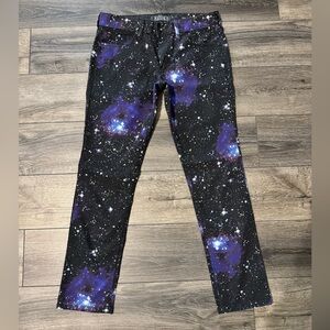 Rude Hot Topic Galaxy Space Print Skinny Jeans Mens 32x32 Purple Nebula Stars